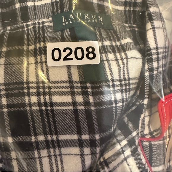 Lauren Ralph Lauren Plaid Flannel Pajama Button Down Top Women’s Size L Sleep - Picture 10 of 10